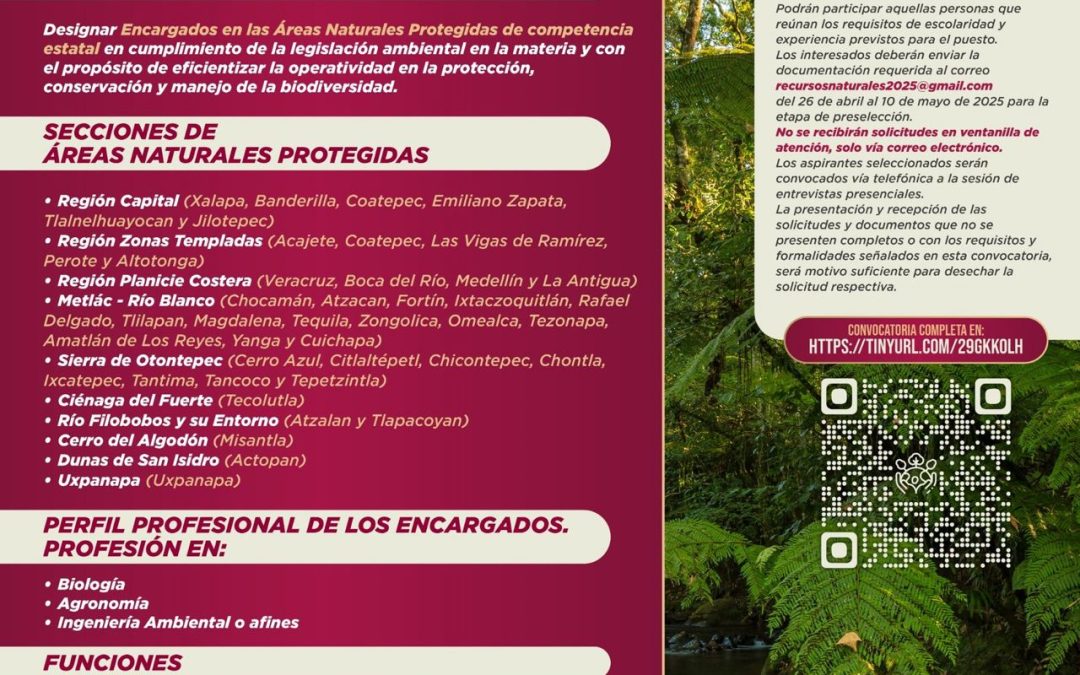 Veracruz convoca a profesionistas para fortalecer el manejo de sus áreas naturales
