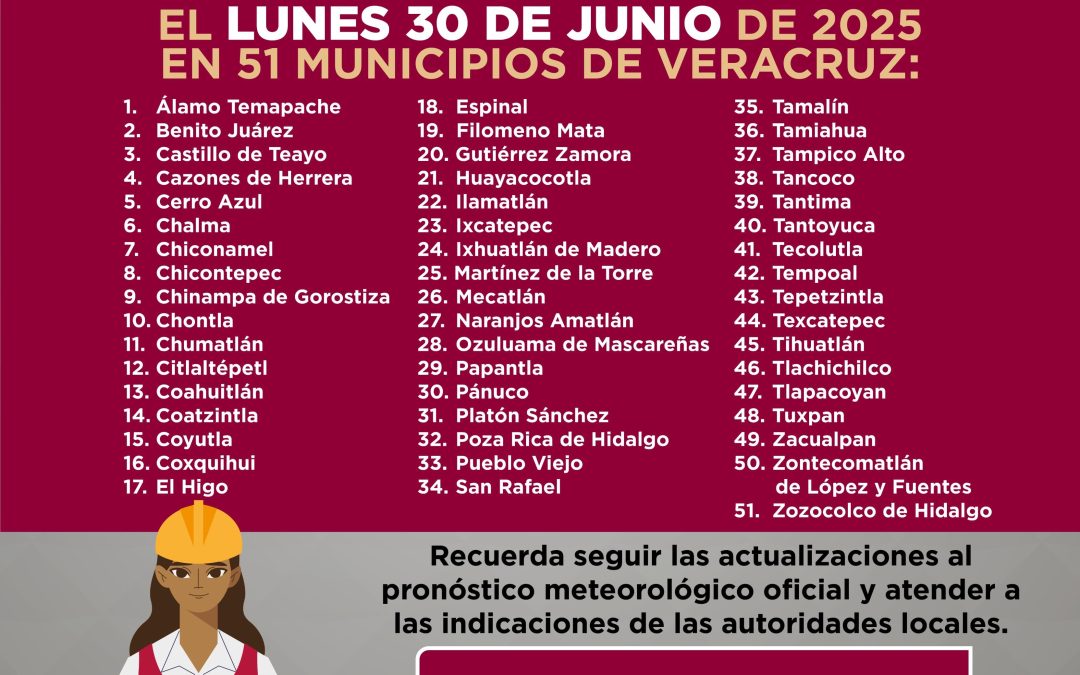 Suspensión de clases en 51 municipios este lunes por Tormenta Tropical Barry