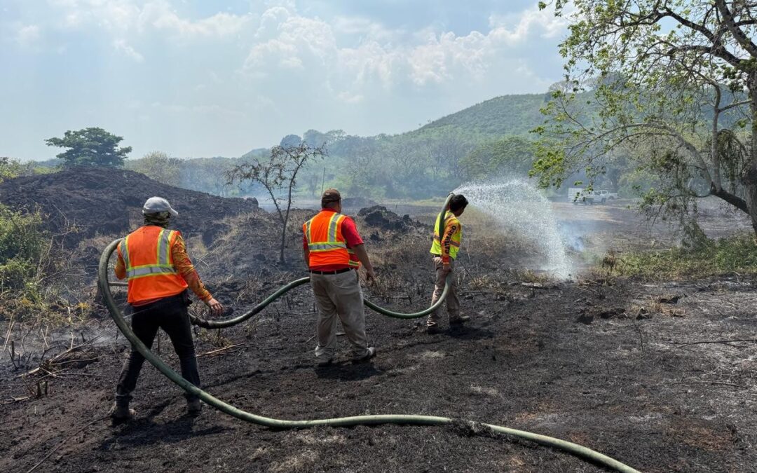Controlan incendio de pastizal y evitan su propagación en Catemaco